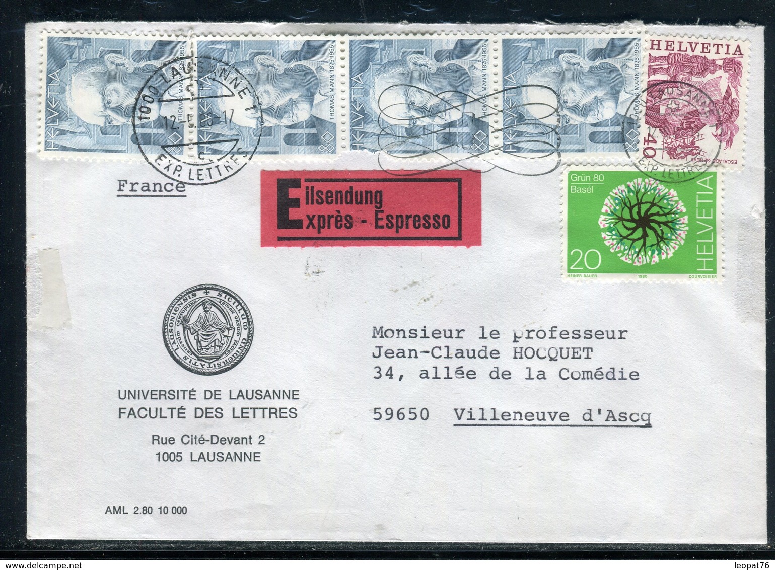 Suisse - Enveloppe En Exprès De Lausanne Pour La France En 1980 - Réf AT 212 - Marcophilie