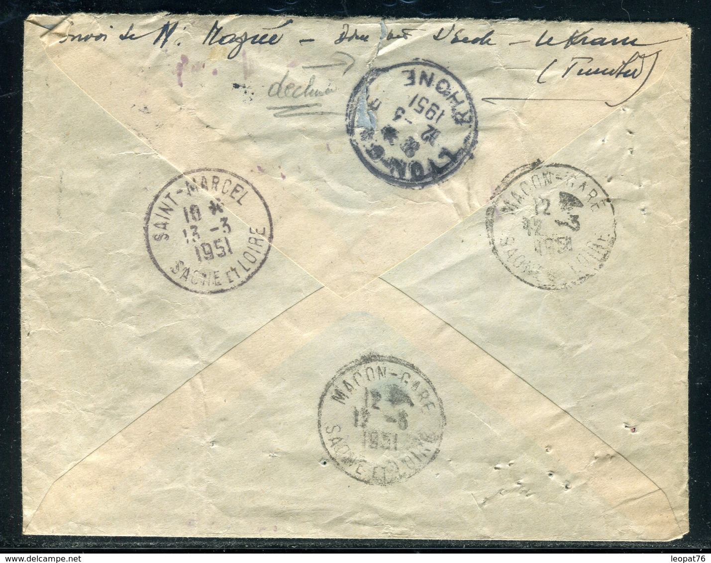 Tunisie - Enveloppe En Exprès De Le Kram Pour La France En 1951 - Réf AT 228 - Covers & Documents