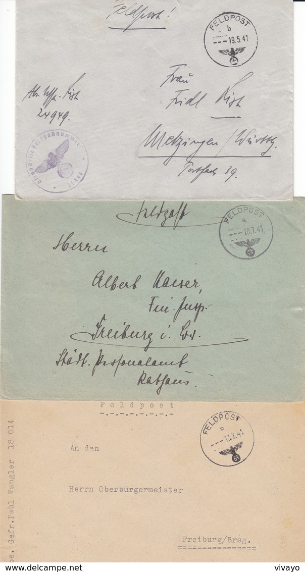 1941 - GERMANY - III REICH - FELDPOST - FIELD POST - CORREO DE CAMPAÑA - 3 COVERS - Briefe U. Dokumente