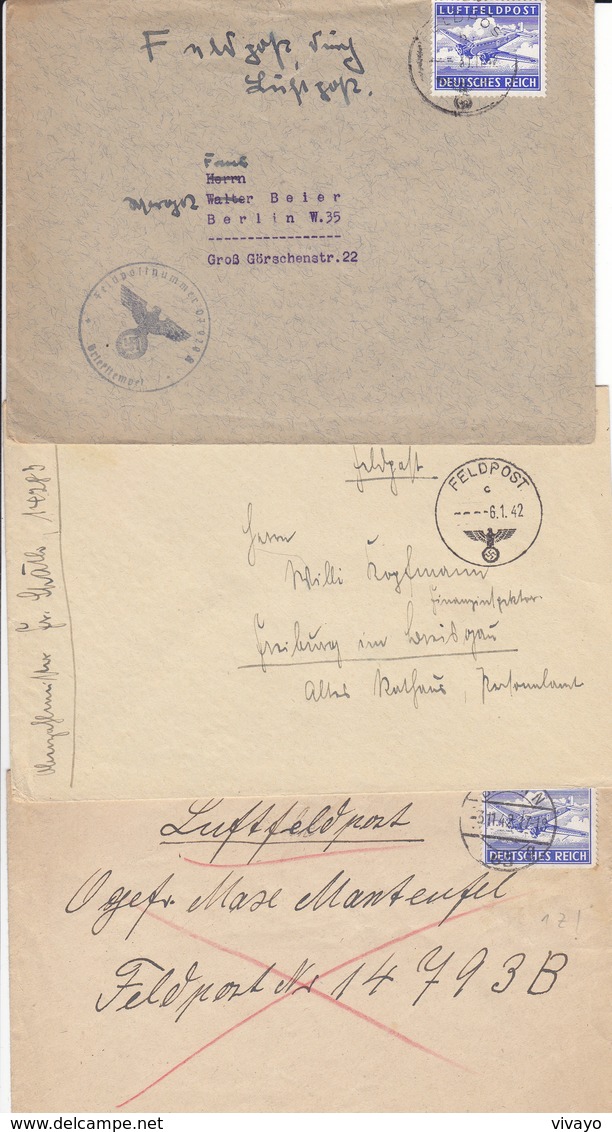 1942 - GERMANY - III REICH - FELDPOST - FIELD POST - CORREO DE CAMPAÑA - 3 COVERS - Briefe U. Dokumente