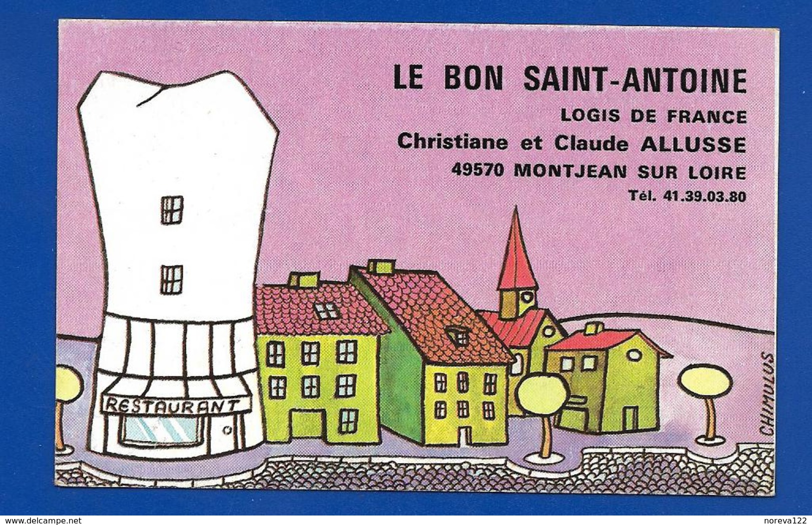 Carte De Restaurant LE BON St ANTOINE Montjean S Loire 49 - Autres & Non Classés