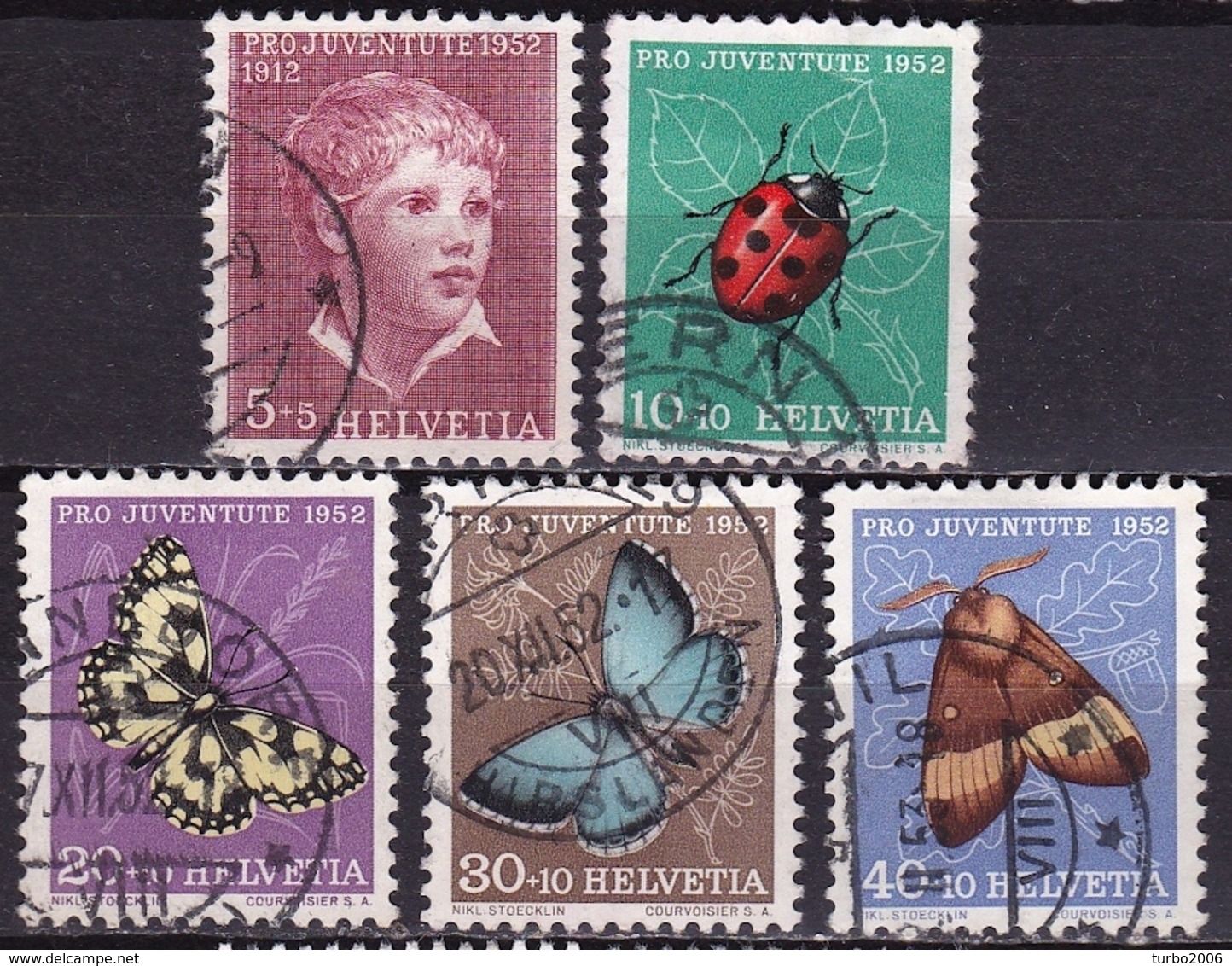 Switzerland / Schweiz / Suisse : 1952 Pro Juventute : Albert Anker / Insekten Gestempelter Satz Michel 575 / 579 - Usati