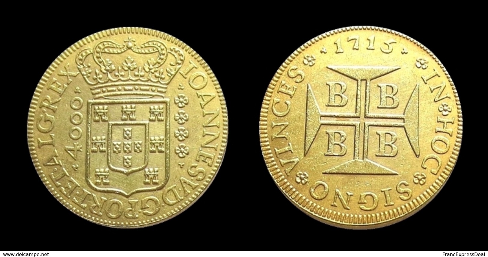 COPIE - 1 Pièce Plaquée OR ( GOLD Plated Coin ) -  Brésil Brazil 4000 Reis 1715 - Brazil
