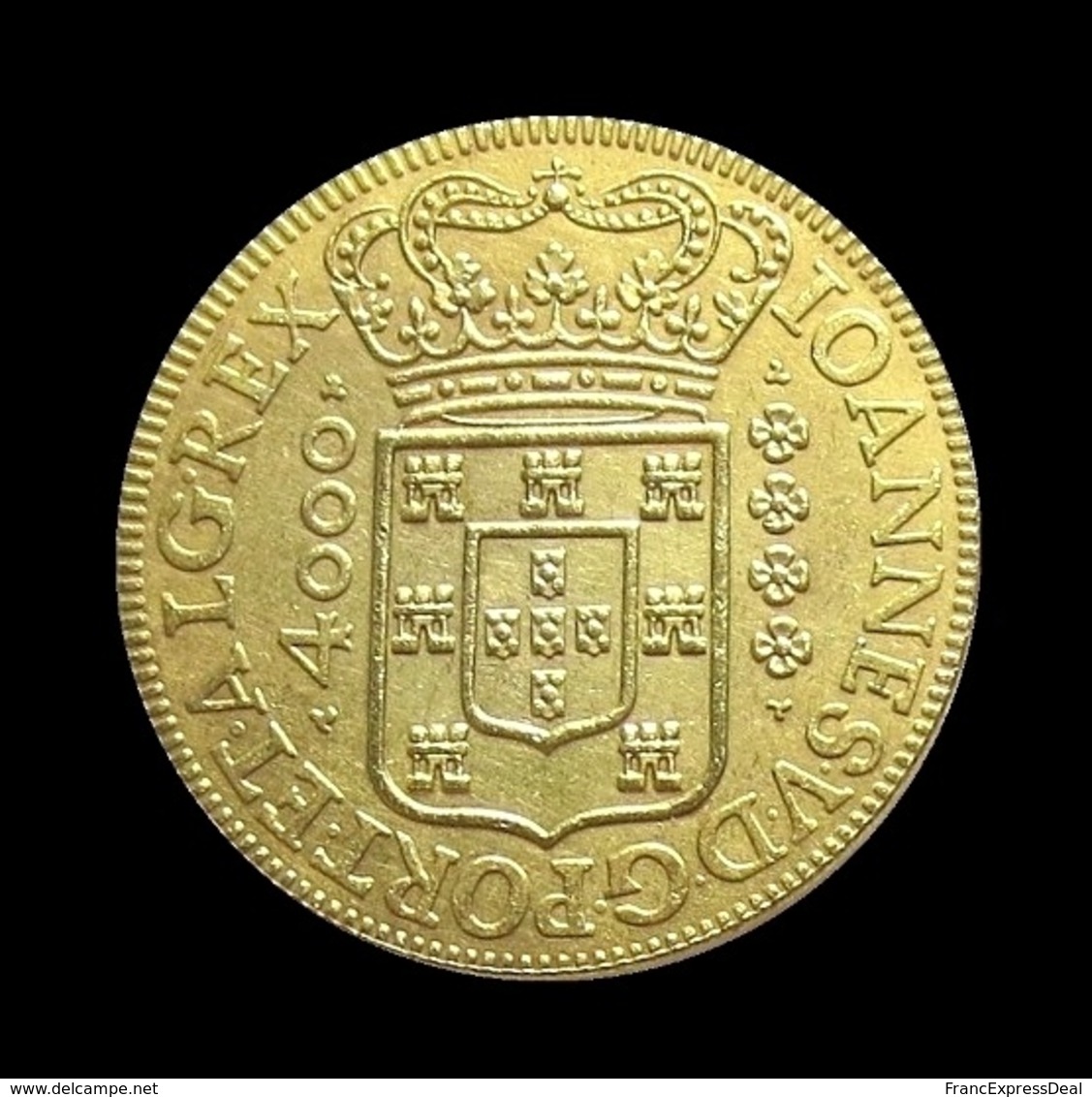 COPIE - 1 Pièce Plaquée OR ( GOLD Plated Coin ) -  Brésil Brazil 4000 Reis 1715 - Brazilië