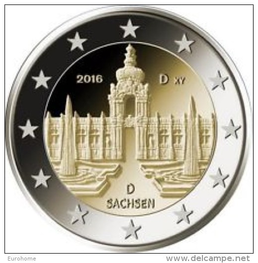 Duitsland 2016   2 Euro Commemo  Letter J - Atelier J    Saksen Dresden-Saxe Dresden    UNC Uit De Rol  UNC Du Rouleaux - Allemagne