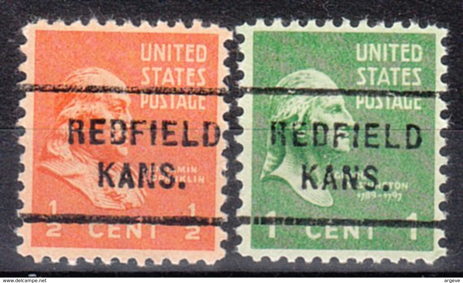 USA Precancel Vorausentwertung Preo, Locals Kansas, Redfield 712, 2 Diff. - Vorausentwertungen