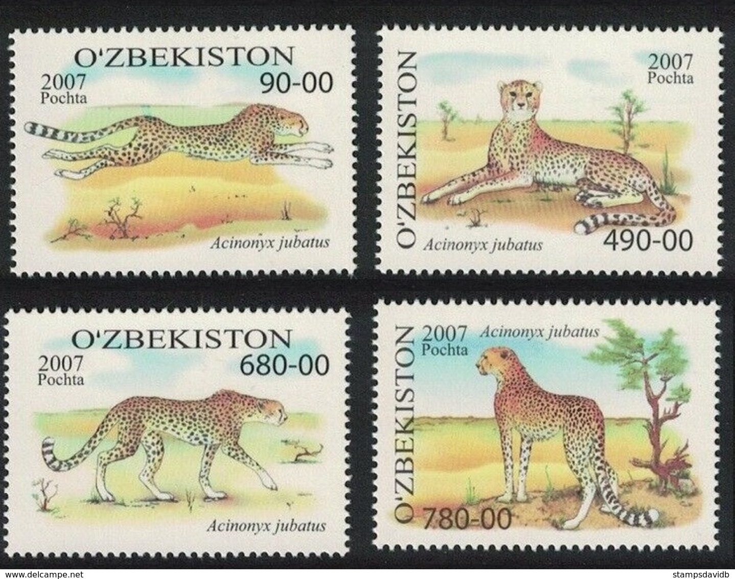 2007	Uzbekistan	754-57	Cats	6,50 € - Big Cats (cats Of Prey)