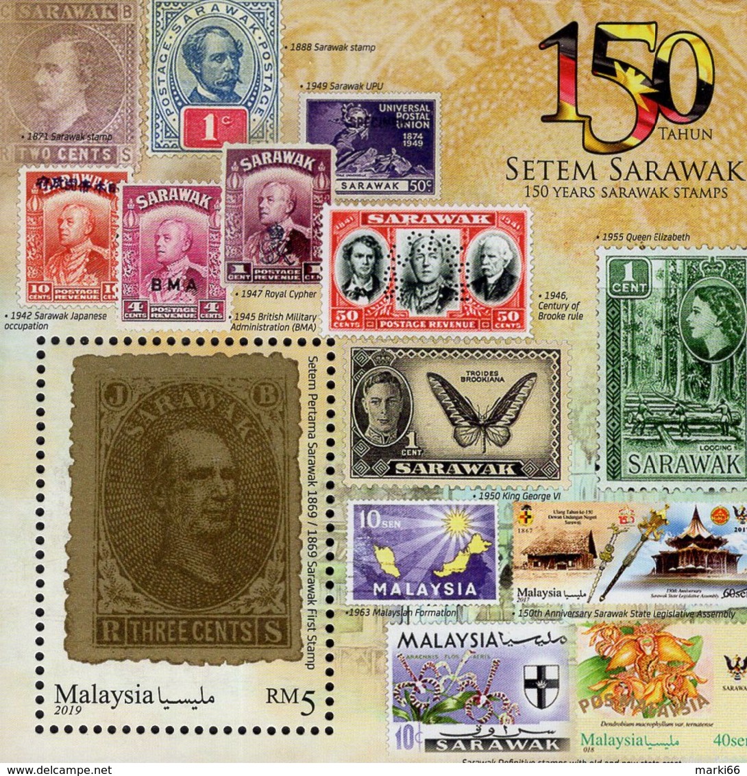 Malaysia - 2019 - 150 Years Of Sarawak Stamps - Mint Souvenir Sheet - Malesia (1964-...)