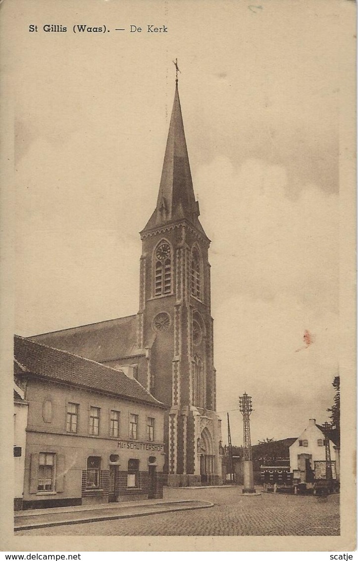 St. Gillis (Waas).  -   De Kerk   -  Het Schuttershof - Sint-Gillis-Waas