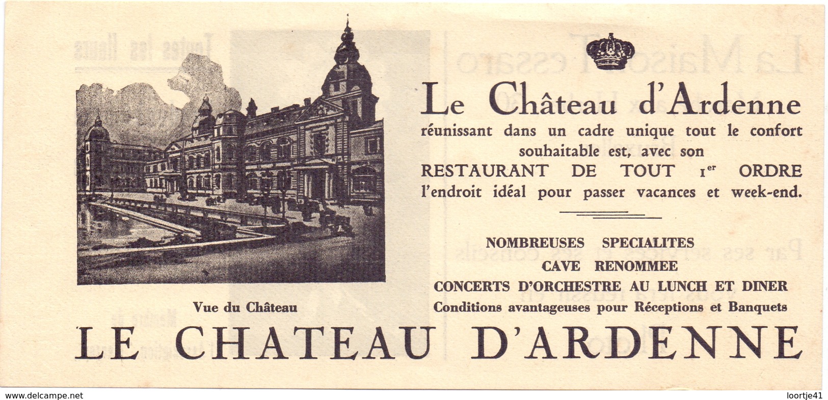 Pub Reclame - Restaurant - Le Chateau D'Ardenne - Publicités