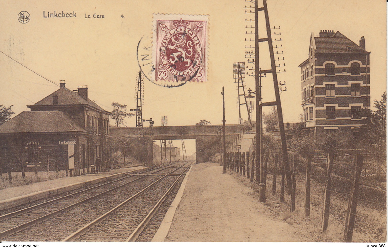 Linkebeek - De Statie - La Gare (Edition Moorkens-Croon, Vignette Batterie Hellesens, Animatie) - Linkebeek