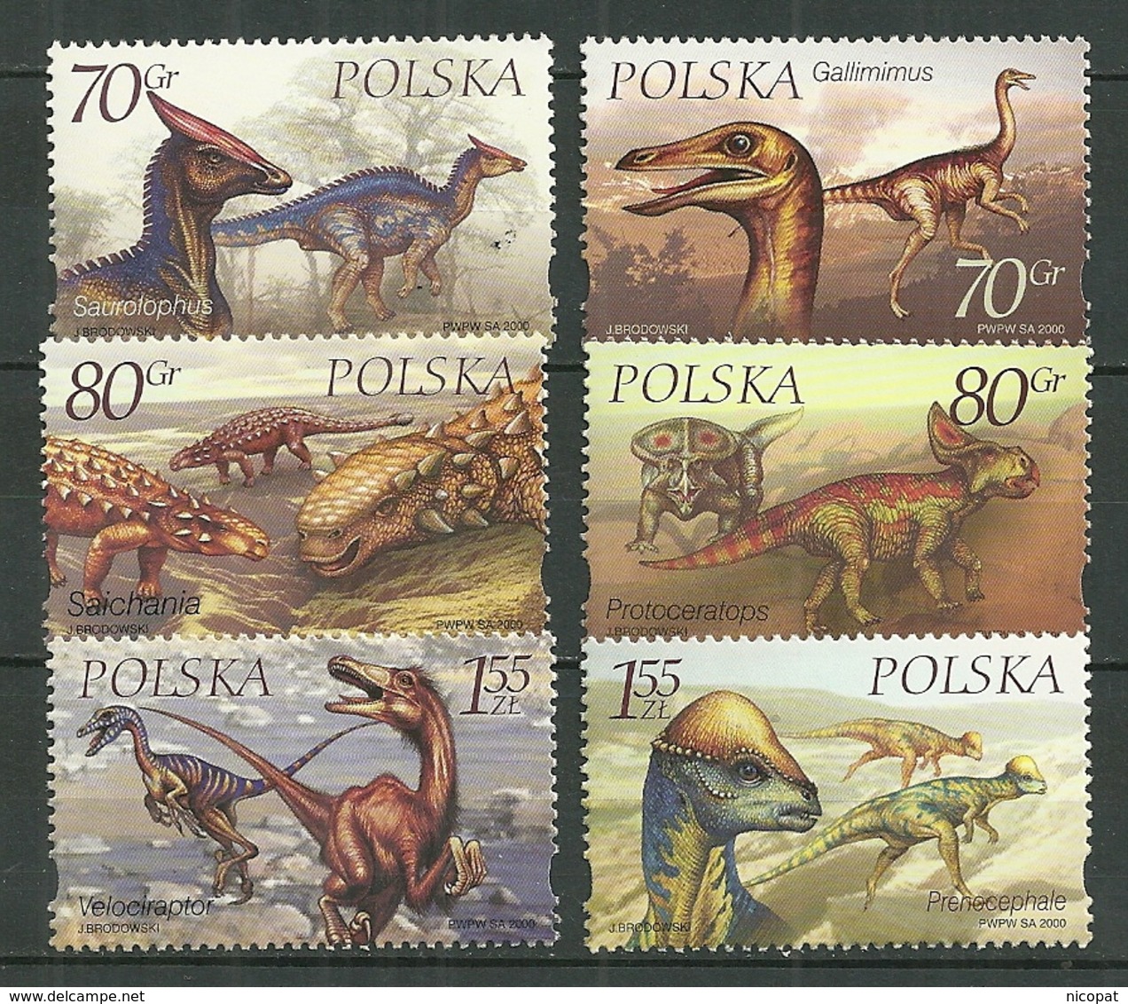 POLAND MNH ** 3586-3591 FAUNE PREHISTOIRE - Neufs