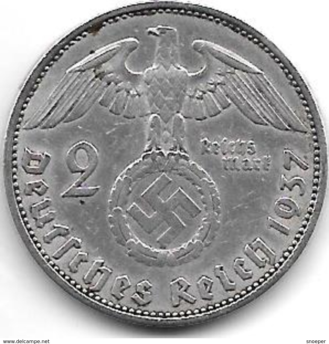 *2 Mark 1937 A Pos.B  Km 93 Vf+ - 2 Reichsmark