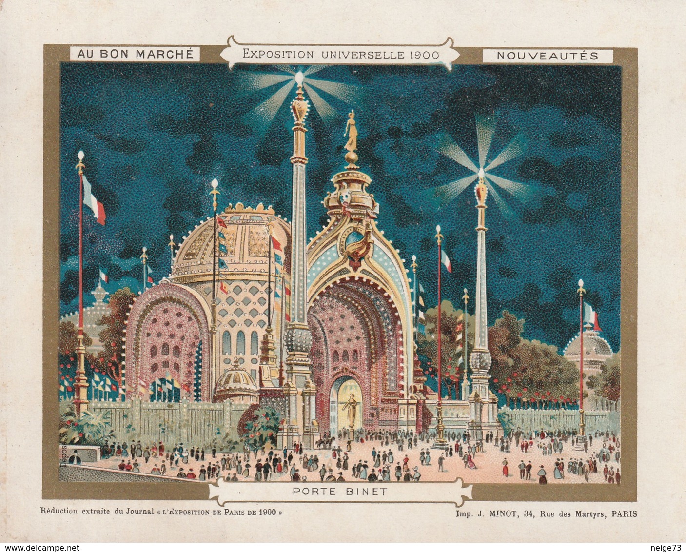 Chromo Ancien - Au Bon Marché - Exposition Universelle 1900 - Porte Binet - Au Bon Marché