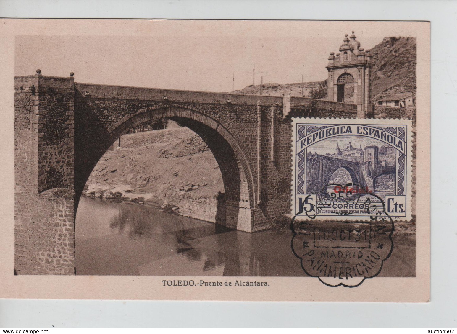 PR6670/ Spain Maximum Card Toledo Puente De Alcantara Cancellation Madrid 1931 - Maximum Cards