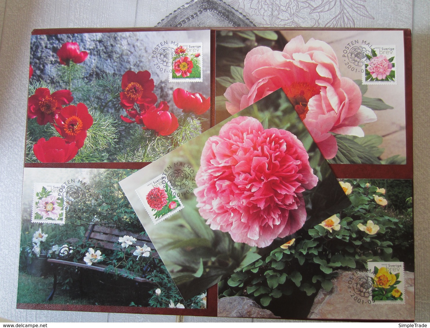 Maximum Cards Sweden 2001  Peonies  (Complete Set) (Maxi 1 - 4 ) - Cartes-maximum (CM)