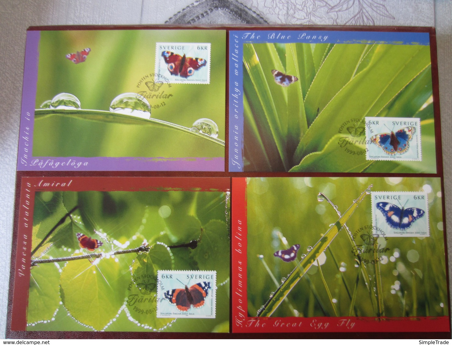 Maximum Cards Sweden 1999  Butterflies  (Complete Set) (Maxi 1 - 4 ) - Cartes-maximum (CM)