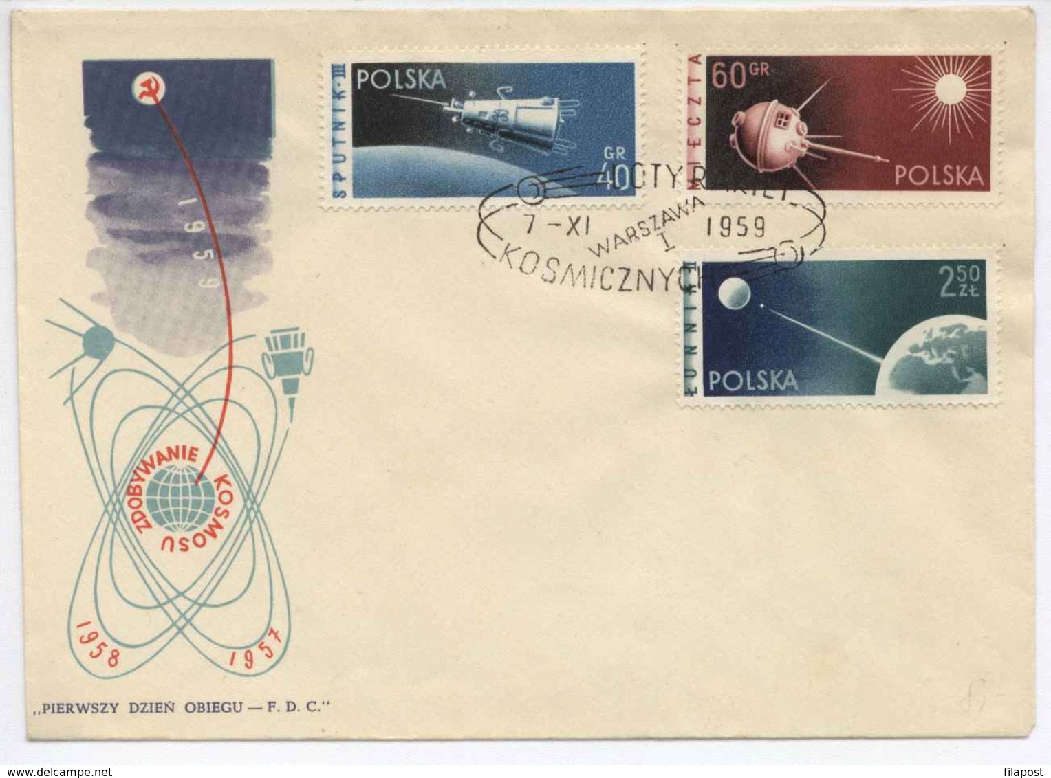 Poland 1959 Cosmos Astronomy / Kosmos Astronomie / Perforated Stamps FDC H424 - Astronomy