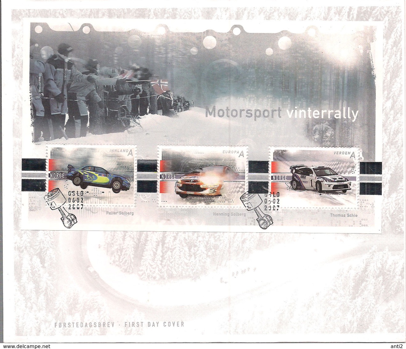 Norway Norge 2007 Winter Rally, Cars, Mi  Bloc 33 FDC - Storia Postale