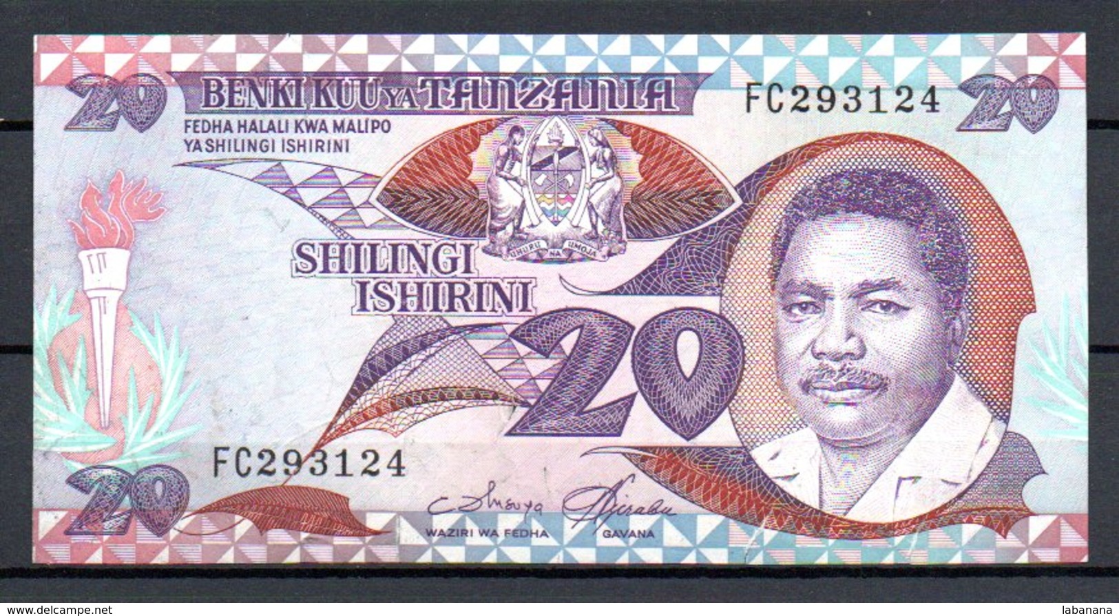 329-Tanzanie Billet De 20 Shillings 1987 FC293, Déchirure En Bas - Tanzania