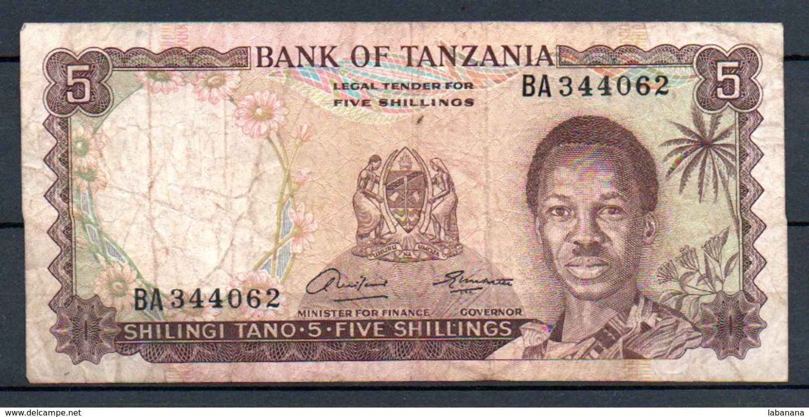 329-Tanzanie Billet De 5 Shillings 1966 BA344 - Tanzania