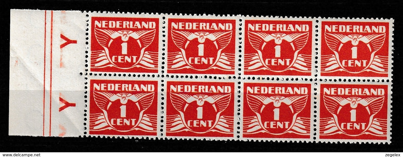 1934 Vliegende Duif Veldeel  Met Y,Y Rasterdiepdruk  NVPH 170Bb (8x) Postfris/MNH/** - Unused Stamps