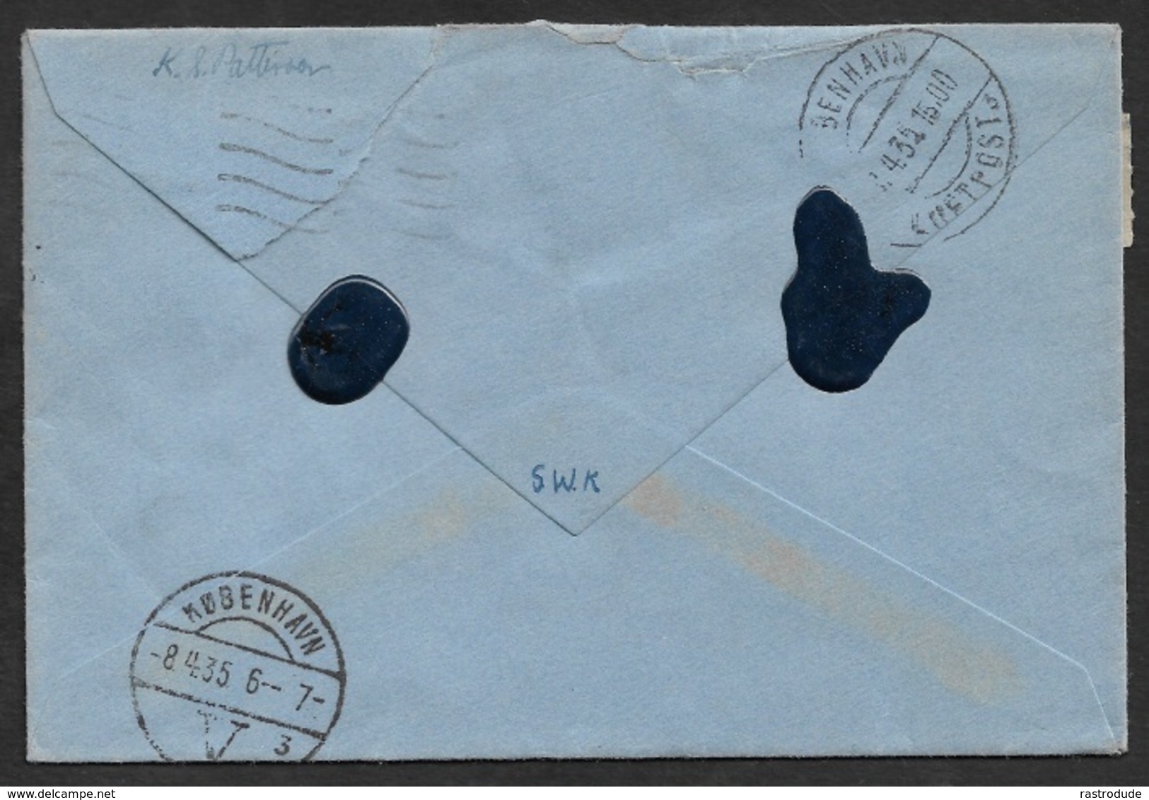 1935 - UK To Denmark Airmail Mixed Franking - SUNDAY LETTER - 4d + 10ö - SONDAGSBREV / SONNTAGSBRIEF - RARE - Lettres & Documents