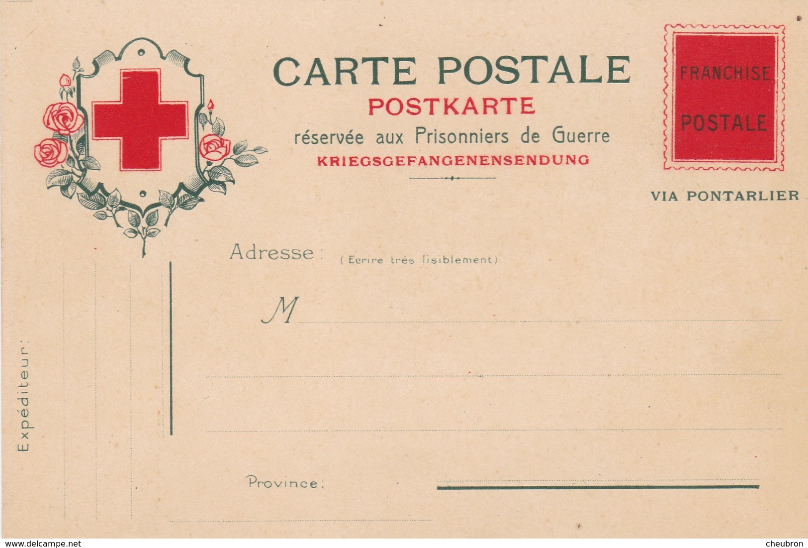 SUISSE. MILITARIA. GUERRE 1914-18. CARTE POSTALE RÉSERVÉE AUX PRISONNIERS DE GUERRE - Briefe U. Dokumente