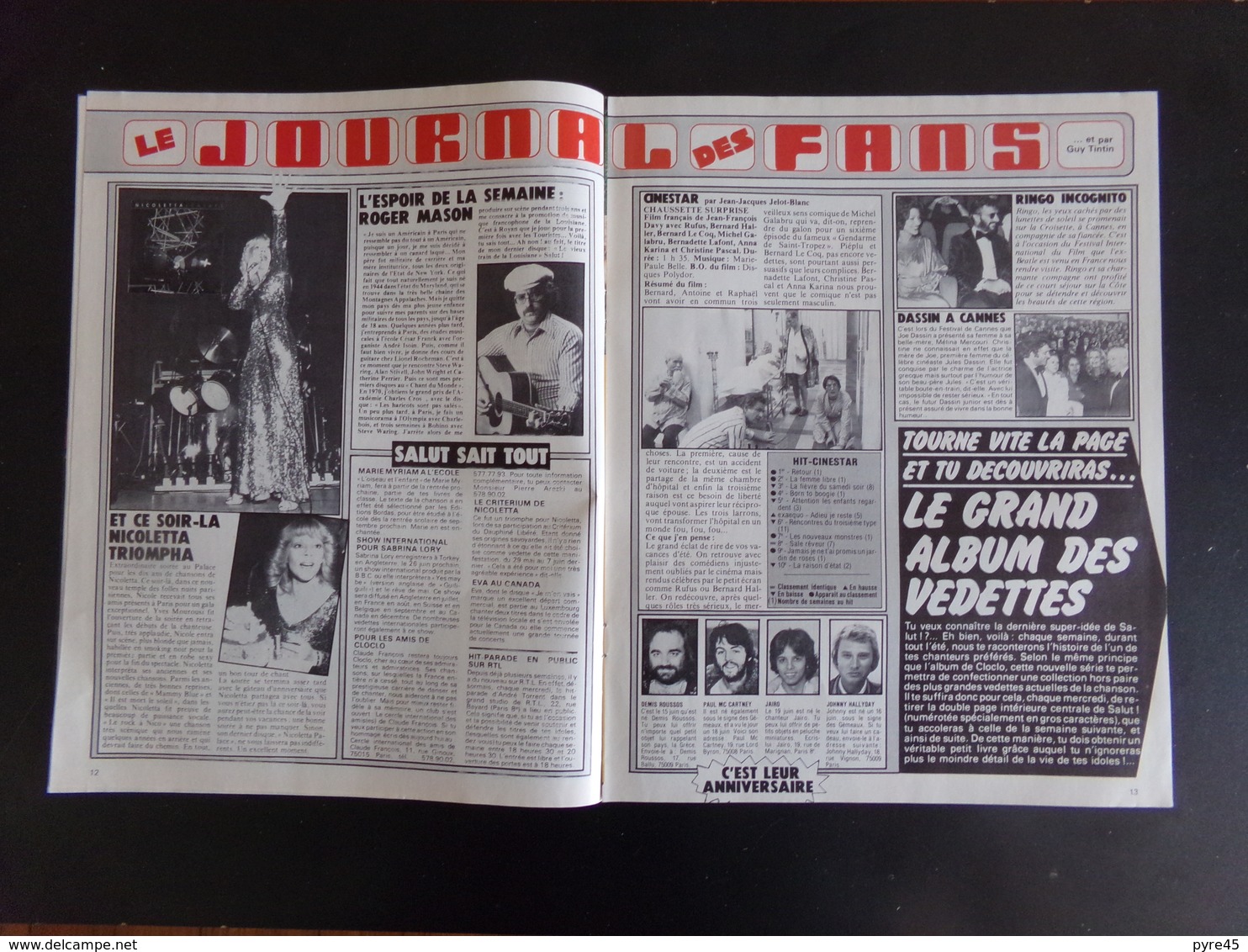 Revue " Salut " n°58, 1978, Sardou, Bowie, Michèle Torr...