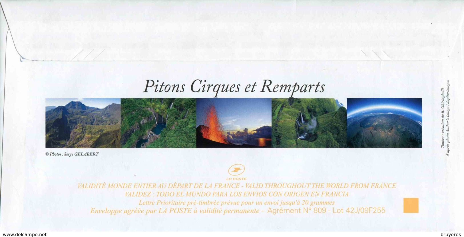 PAP De 2009 Avec Timbre "Le Cirque De Mafate La Réunion" Et Illust. "Piton De La Fournaise" - Volcanos