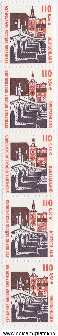 PIA- GERMANIA : 2000 : Serie Ordinaria - Curiosità  - Ponte In Pietra De Rgenburg   - (Yv 1973 X 5) - Nuovi