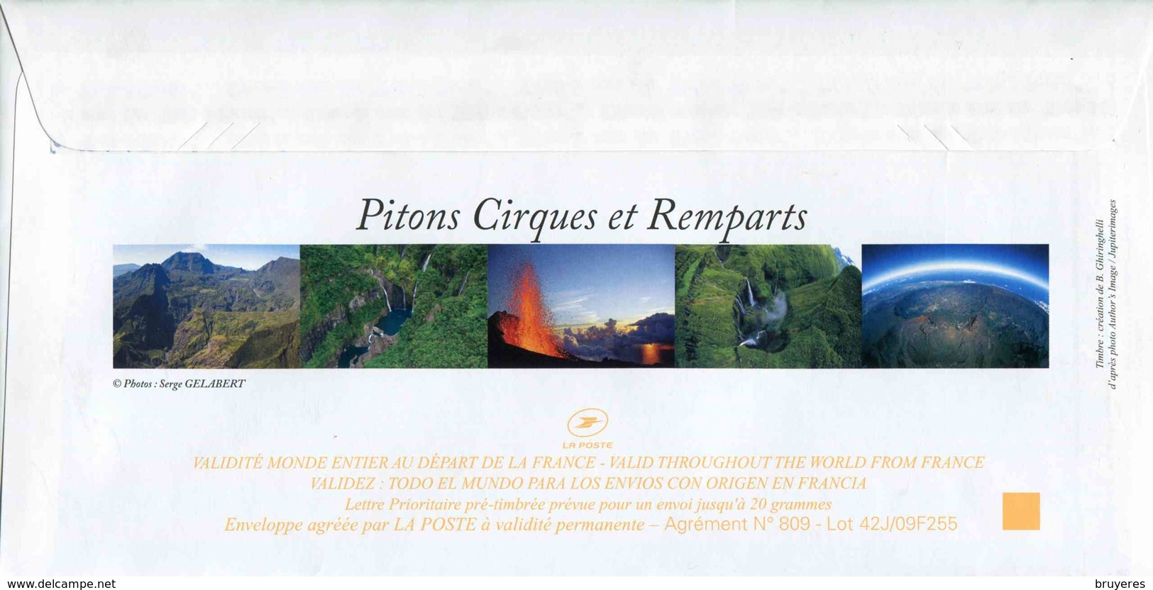 PAP De 2009 Avec Timbre "Le Cirque De Mafate La Réunion" Et Illust. "Trou De Fer" - Volcanos