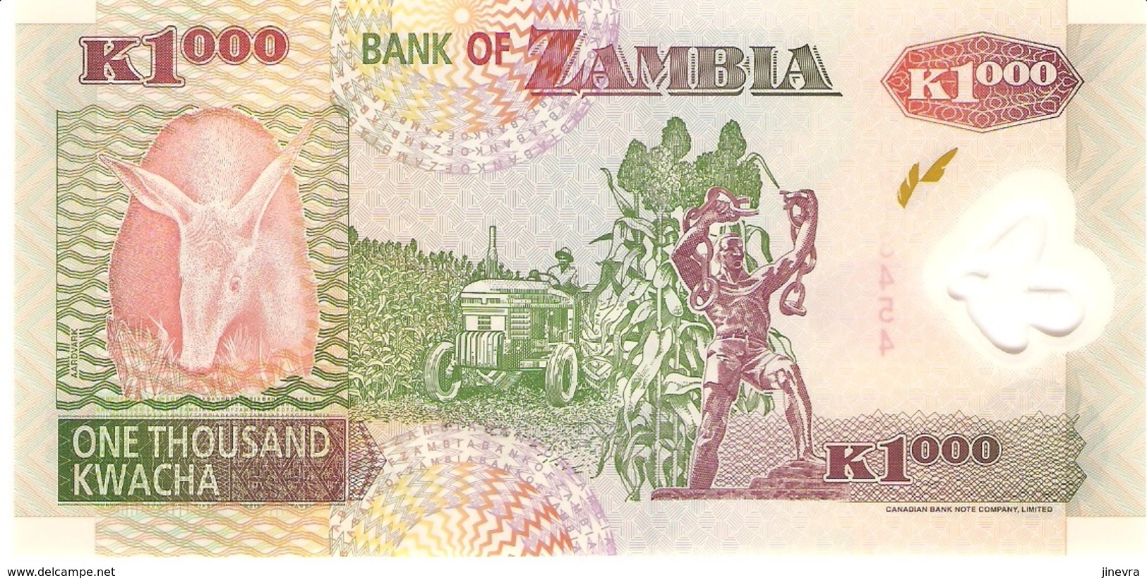 ZAMBIA 1000 KWACHA 2003 PICK 44b POLYMER UNC - Sambia