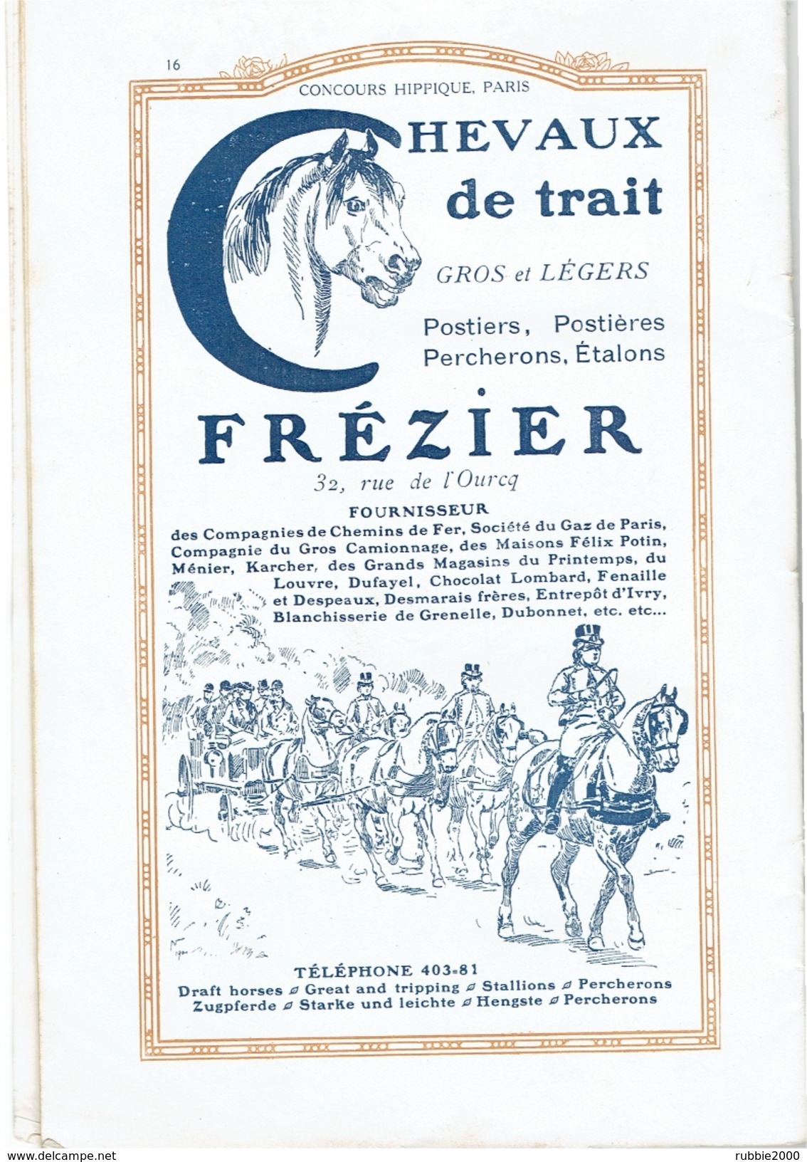 PROGRAMME CONCOURS HIPPIQUE 1912 AU GRAND PALAIS DES CHAMPS ELYSEES PARIS OBSTACLES ATTELAGE EQUITATION CHASSE MILITAIRE - Equitation