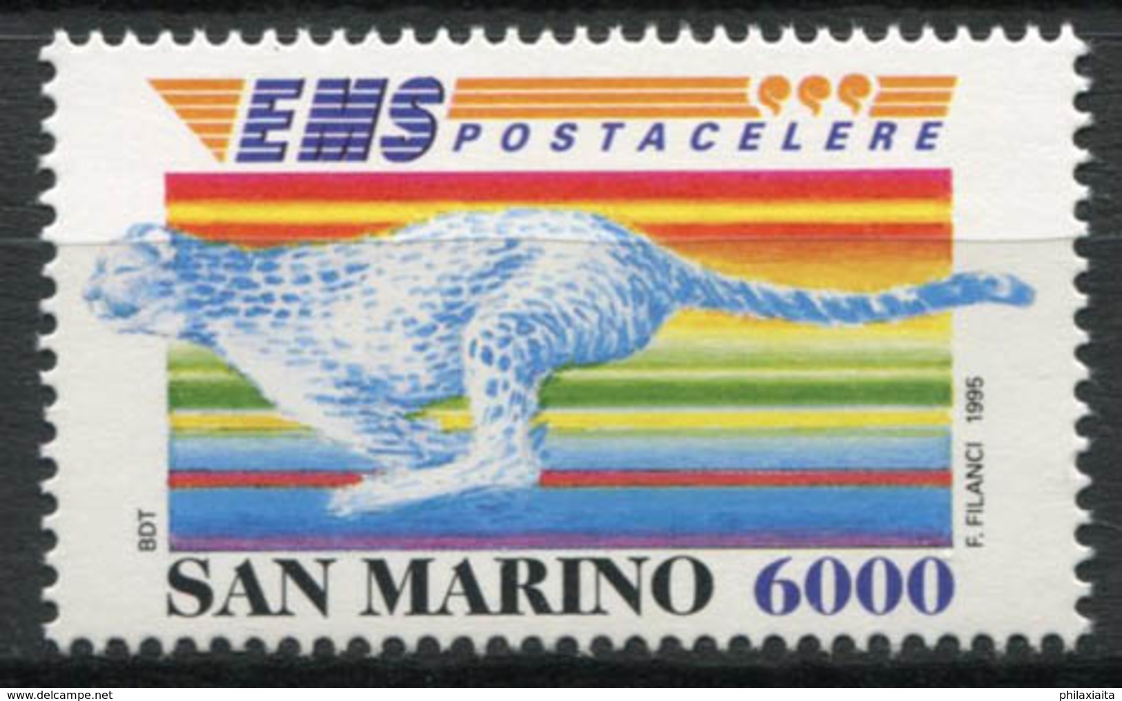 San Marino 1995 Sass. 1482 Nuovo ** 100% EMS, Ghepardo. - Nuovi