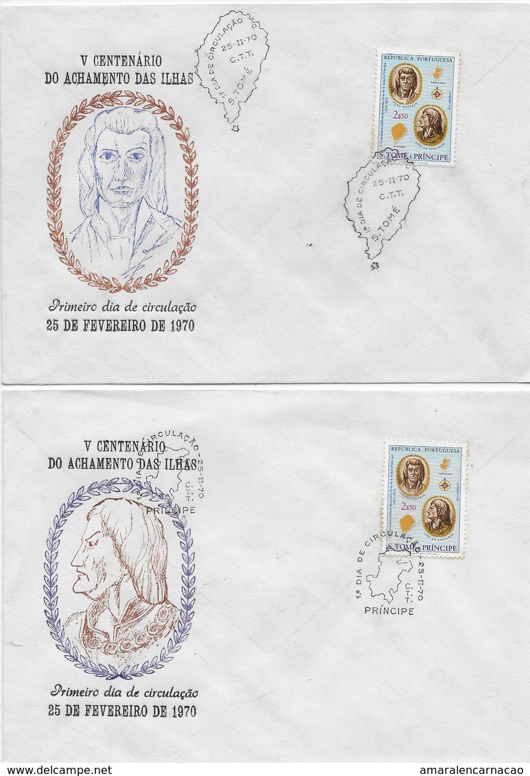 TIMBRES - STAMPS - SELLOS - FDC - SAO TOME ET PRINCIPE - MARCOPHILIE - 1970 - V CENTENAIRE  DECOUVERTE DES ILES - São Tomé Und Príncipe