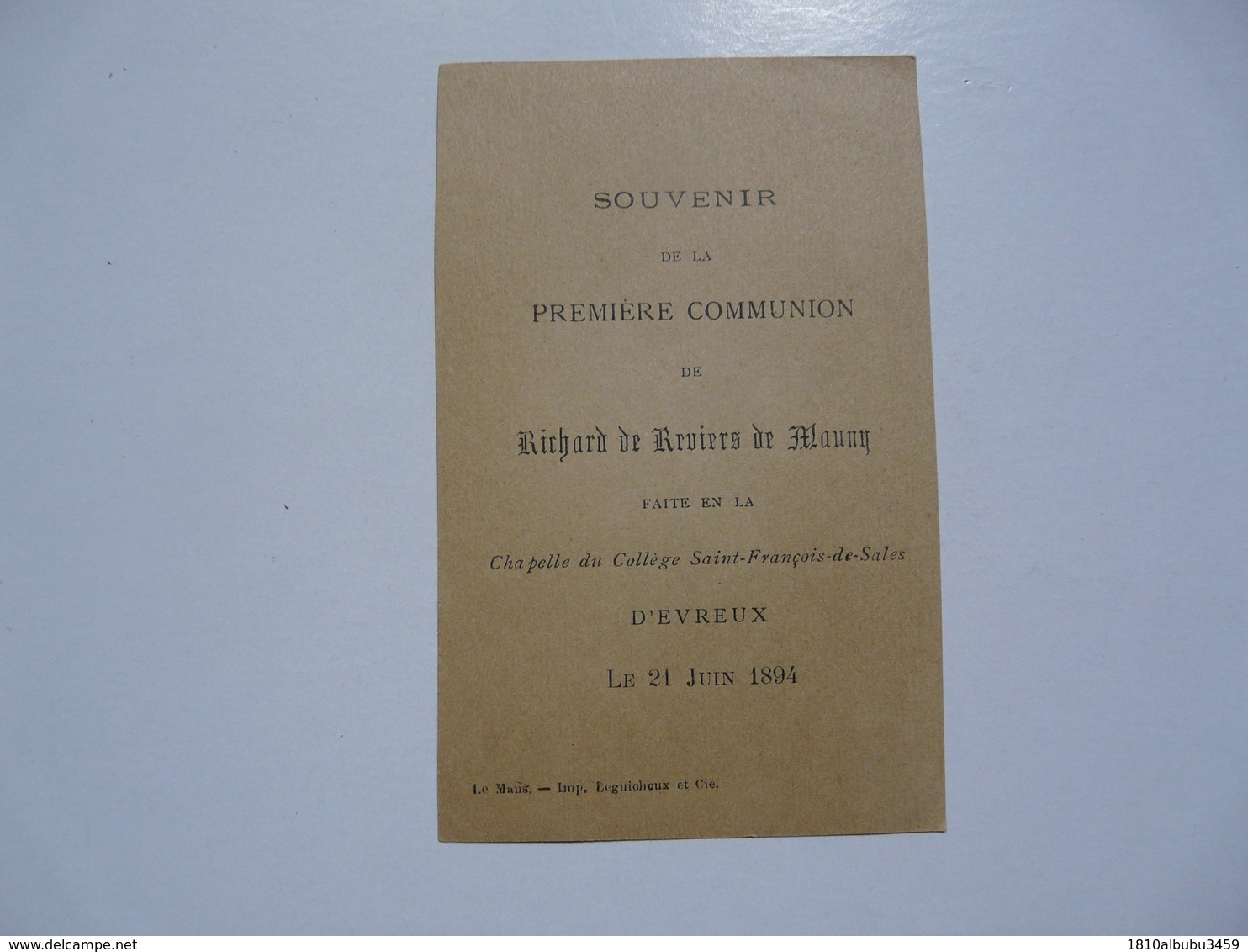 VIEUX PAPIERS - IMAGES PIEUSES : Souvenirs De La Première Communion - Evreux - Images Religieuses
