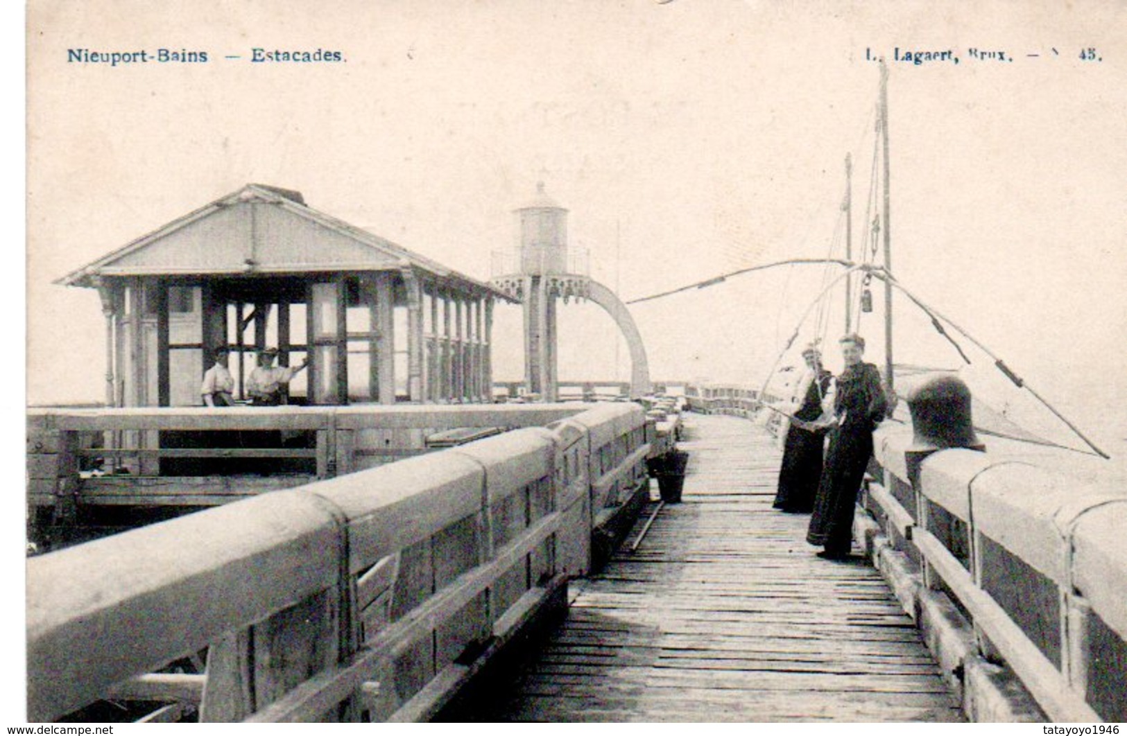 Nieuport-Bains  Estacade  Animée Circulé En 1908 - Nieuwpoort