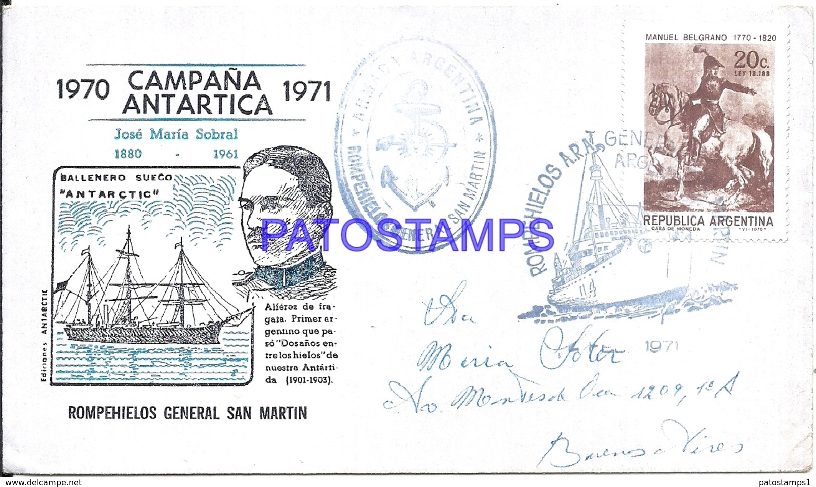 117468 ARGENTINA ANTARTIDA ANTARCTICA COVER SHIP ROMPEHIELOS YEAR 1971 CIRCULATED TO BUENOS AIRES NO POSTCARD - Sonstige & Ohne Zuordnung