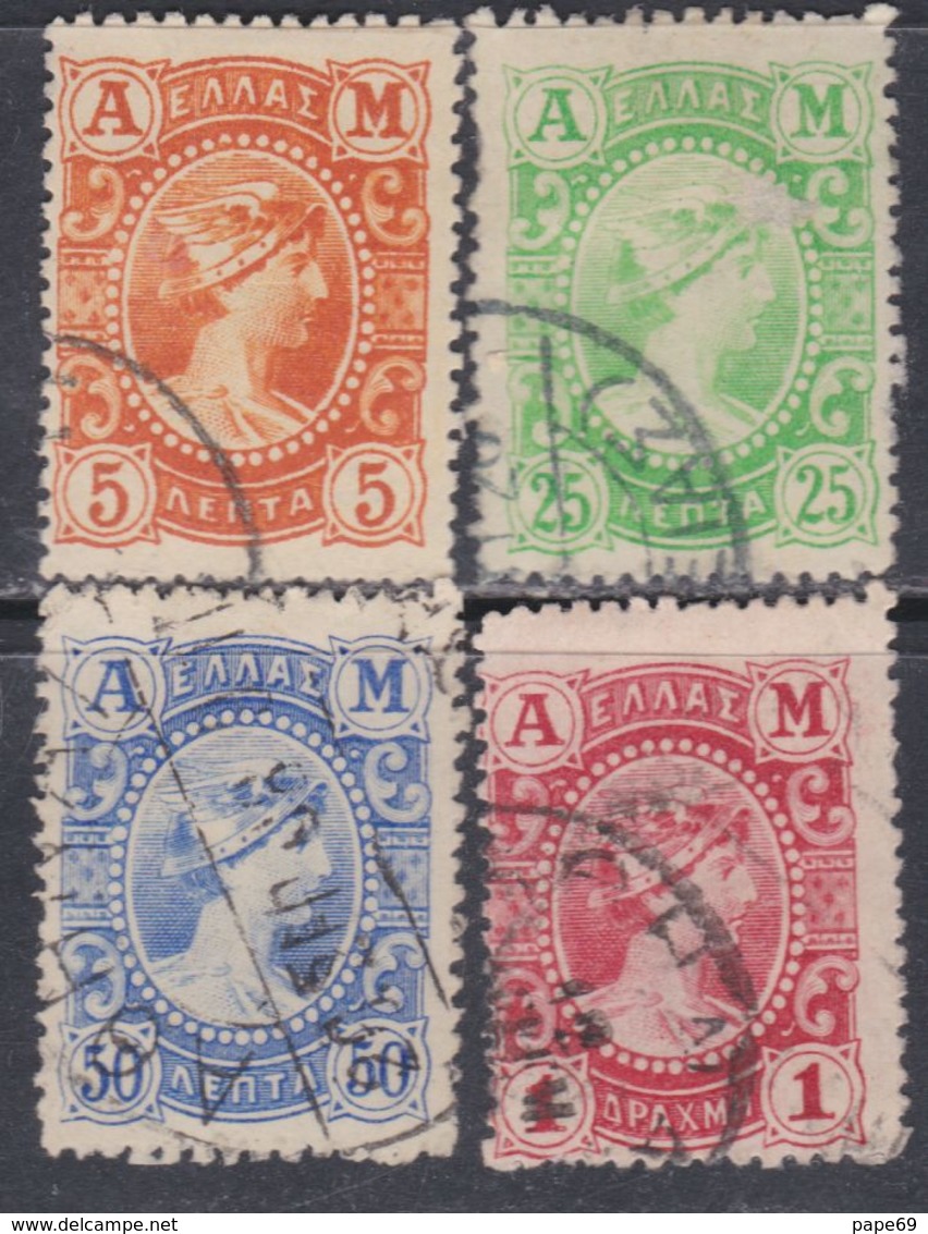 Grèce N° 160 / 63 O, X Mercure La Série Incomplète Des 4 Valeurs Oblitérations Moyennes  Sinon TB - Used Stamps