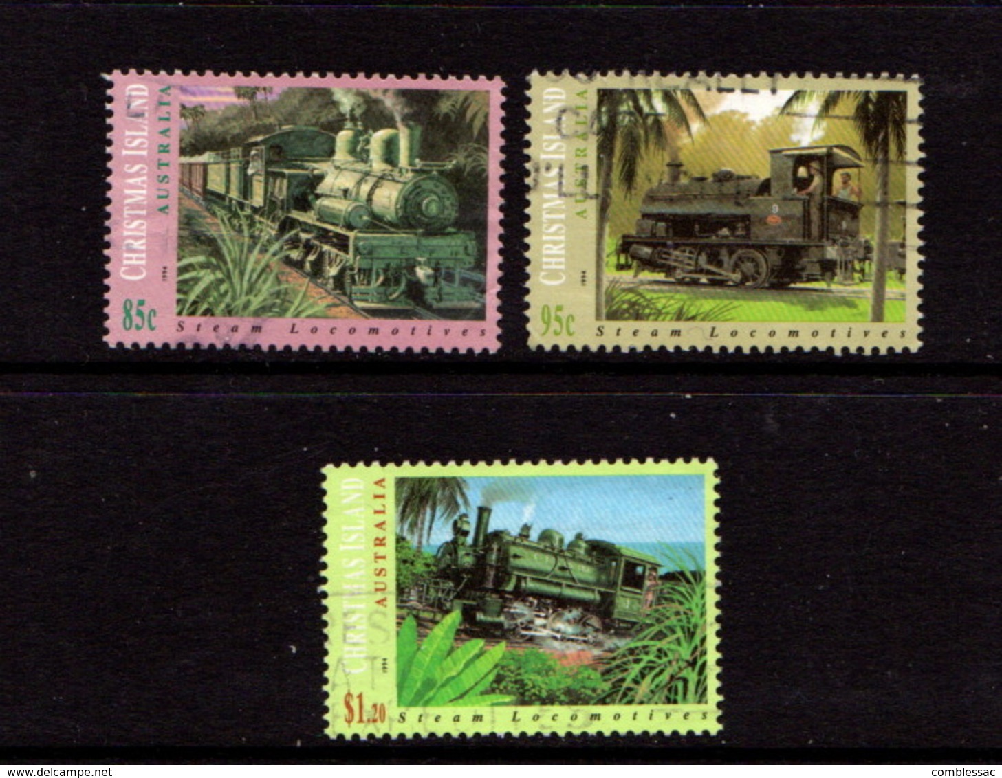 CHRISTMAS  ISLAND   1994    Steam  Locomotives    Set  Of  3       USED - Christmas Island