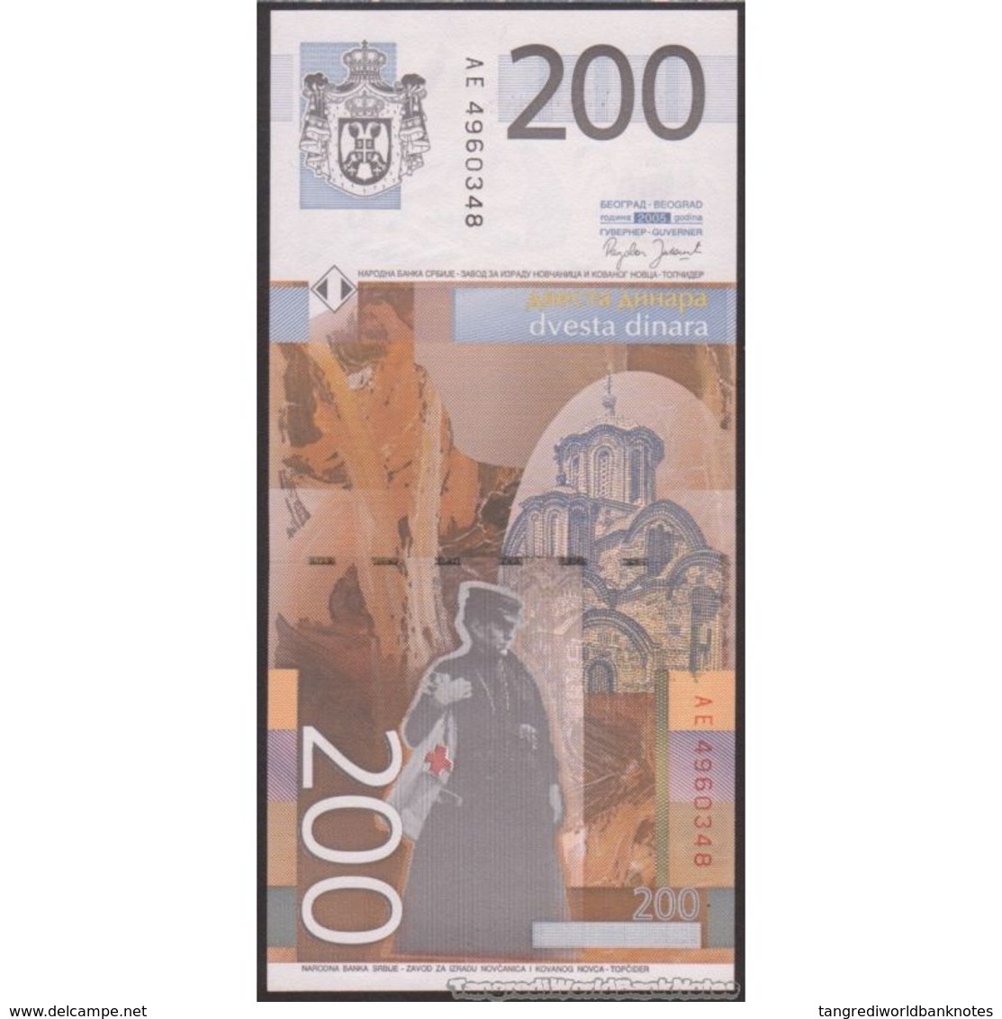 TWN - SERBIA 42a - 200 Dinara 2005 Prefix AE UNC - Serbia