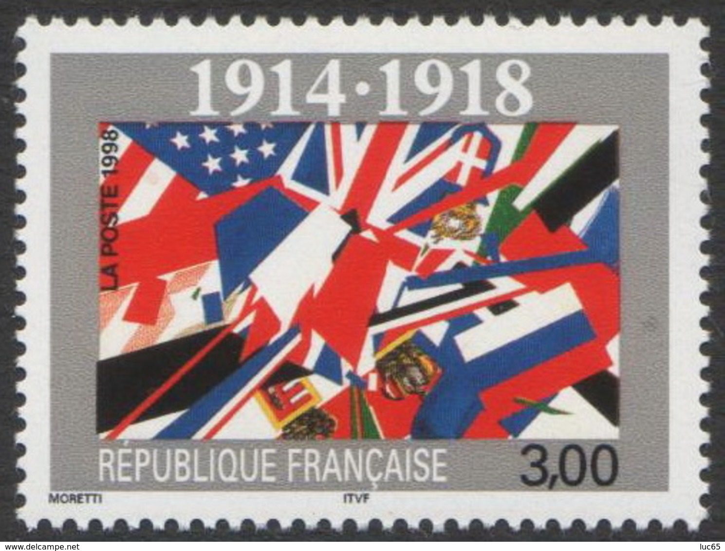 France Neuf Sans Charnière 1998 Première Guerre Mondiale Anniversaire De L'armistice Drapeau  YT 3196 - Unused Stamps