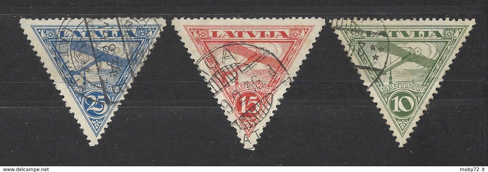 Lettonia - 1928 - Usato/used - Posta Aerea - Mi N. 129/31 - Lettonia