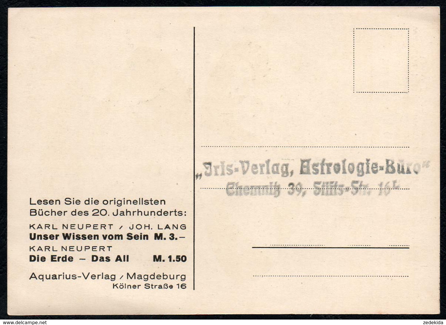 C6923 - Iris Verlag Astrologie Büro Chemnitz - Sternenkunde Astrologie - Werbekarte - Astronomie