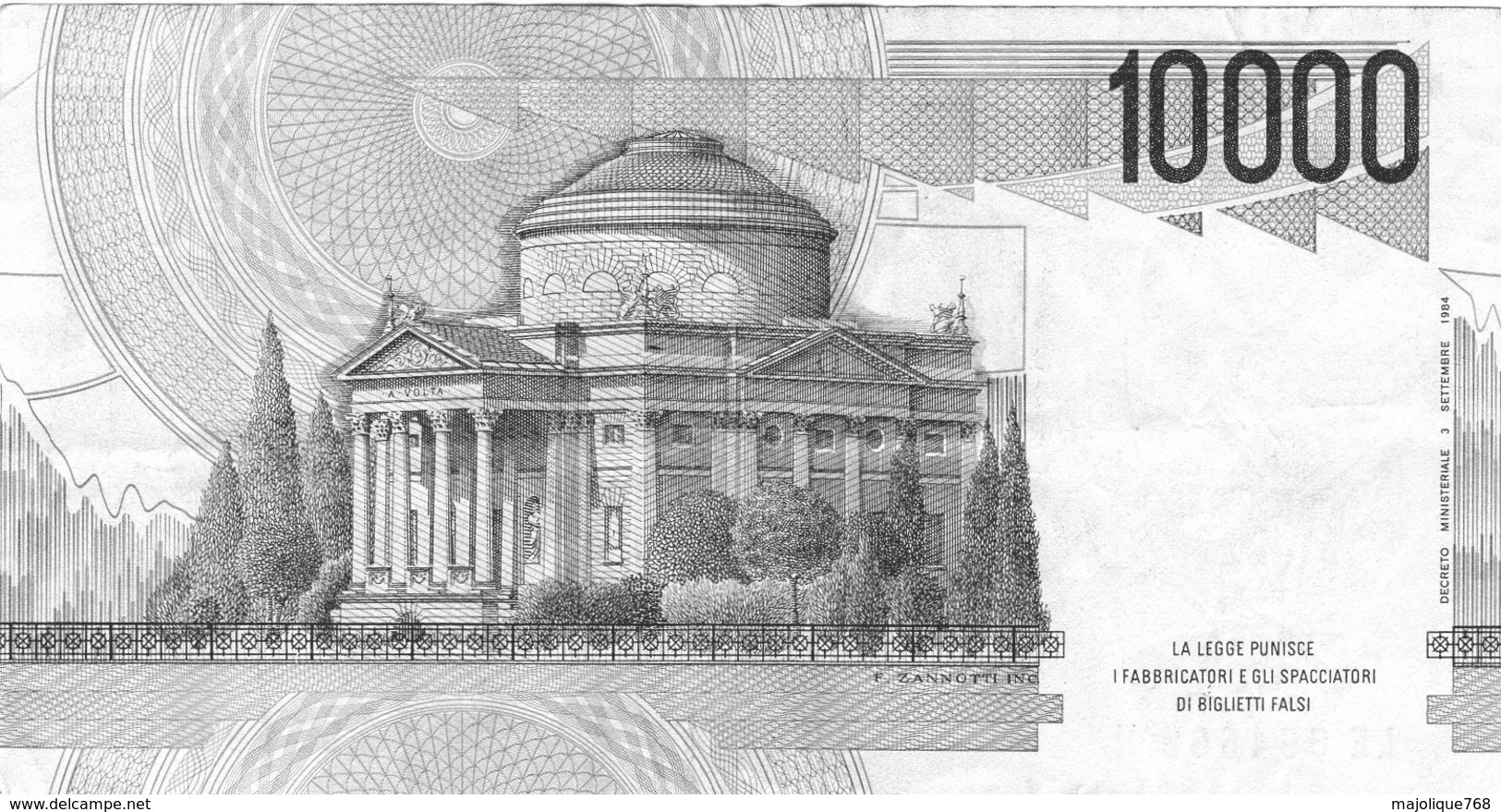 Billet De L’Italie De 10.000 Lire Le 3 Septembre 1984 En T T B + - Signature Cam - 100000 Lire