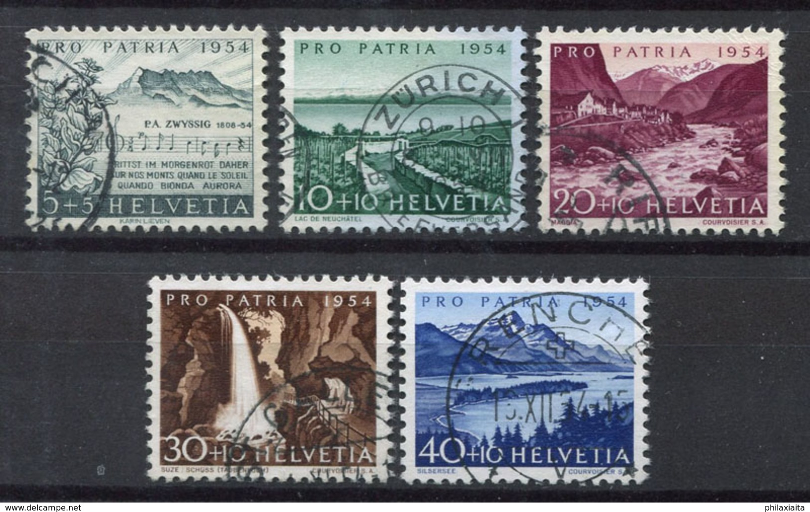 Svizzera 1954 Mi. 597-601 Usato 100% Pro Patria, Paesaggi - Usados