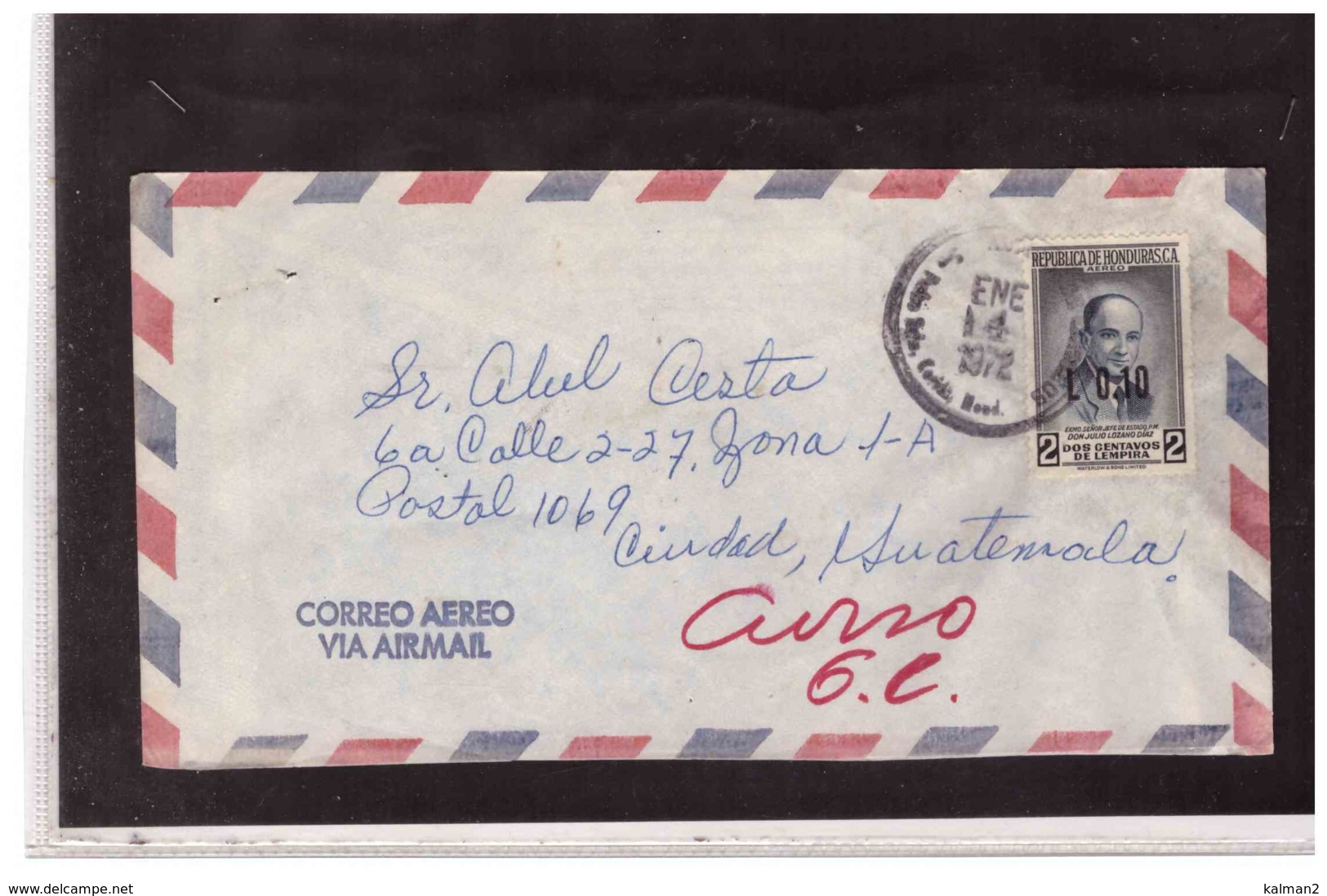 TEM9727   -   HONDURAS   /    LETTER WITH INTERESTING POSTAGE - Honduras