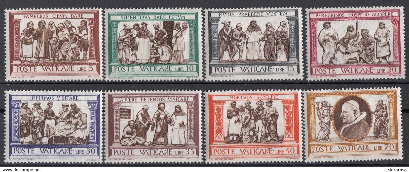 Vaticano 1960 Uf. 284/29  Opere Di Misericordia : Dipinto Su Porcellana Ospedale Del Ceppo Full Set MNH - Nuovi