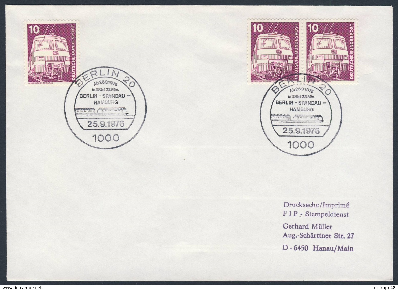 Deutschland Germany 1976 Brief Cover - Ab 26.9.1976 In 3Std.23Min - Berlin - Spandau - Hamburg - Eisenbahn / Railway - Treinen